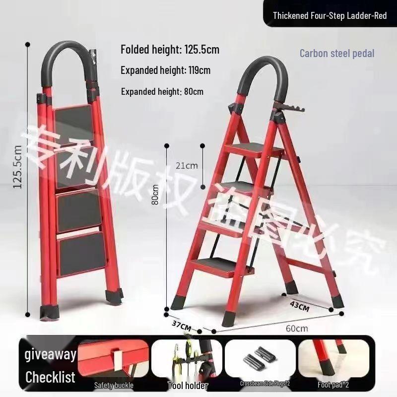 Portable Multi-Functional Four-Step Folding Step Ladder for Indoor Use