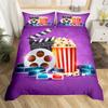 Комплект пододеяльника Movie Time Мультяшный попкорн Постельный комплект Микрофибра Кинопаттерн Пододеяльник Декор для домашнего кинотеатра Комплект для двуспальной кровати