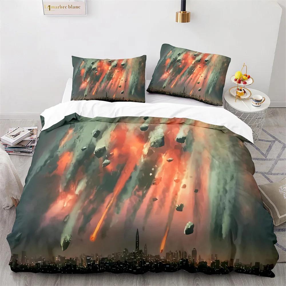 Explode Duvet Cover Collection Orange Firework Shaped Pattern Polyester Comforter Cover King Queen Size For Boys Girl Bedding Collection