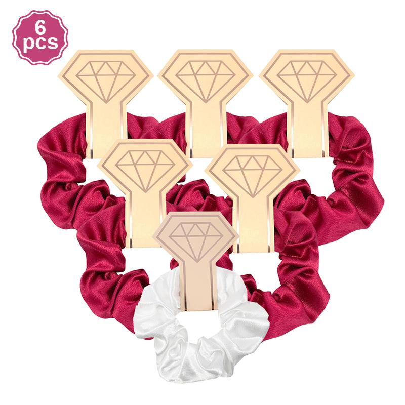 6Pcs Bridesmaid Gifts Satin Hair Ties Scrunchies Elastic Intestine Hairbands Wedding Bachelorette Party Favors Women Accessories