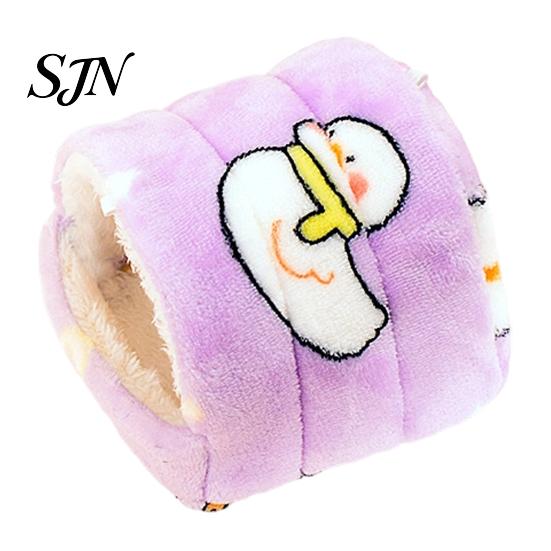 Washable Hamster Habitat Winter Plush Bed, Cozy Hanging Hammock, Warm Hideout Cave Cartoon Print Small Pet Animals Cage Accessory for Sugar