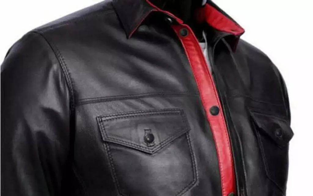 Men's Black Leather Shirt Genuine Lambskin Leather Stylish Handmade Party Casual