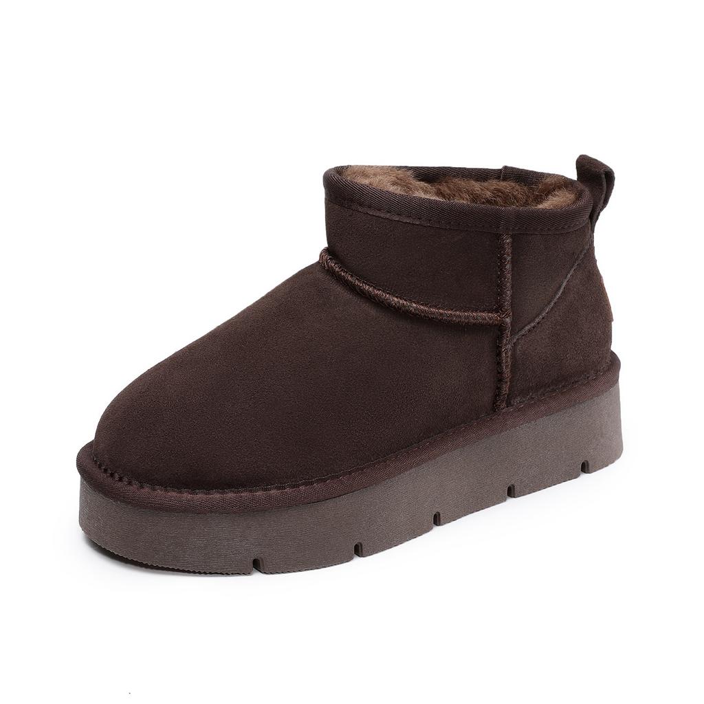 Johnature Замшевые женские короткие ботинки на толстой подошве, зимние, универсальные, с толстым плюшем, теплые, слипоны