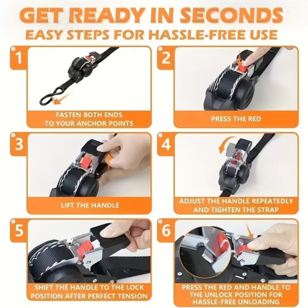 Автоматический натяжитель стяжной ленты для багажа и мотоциклов