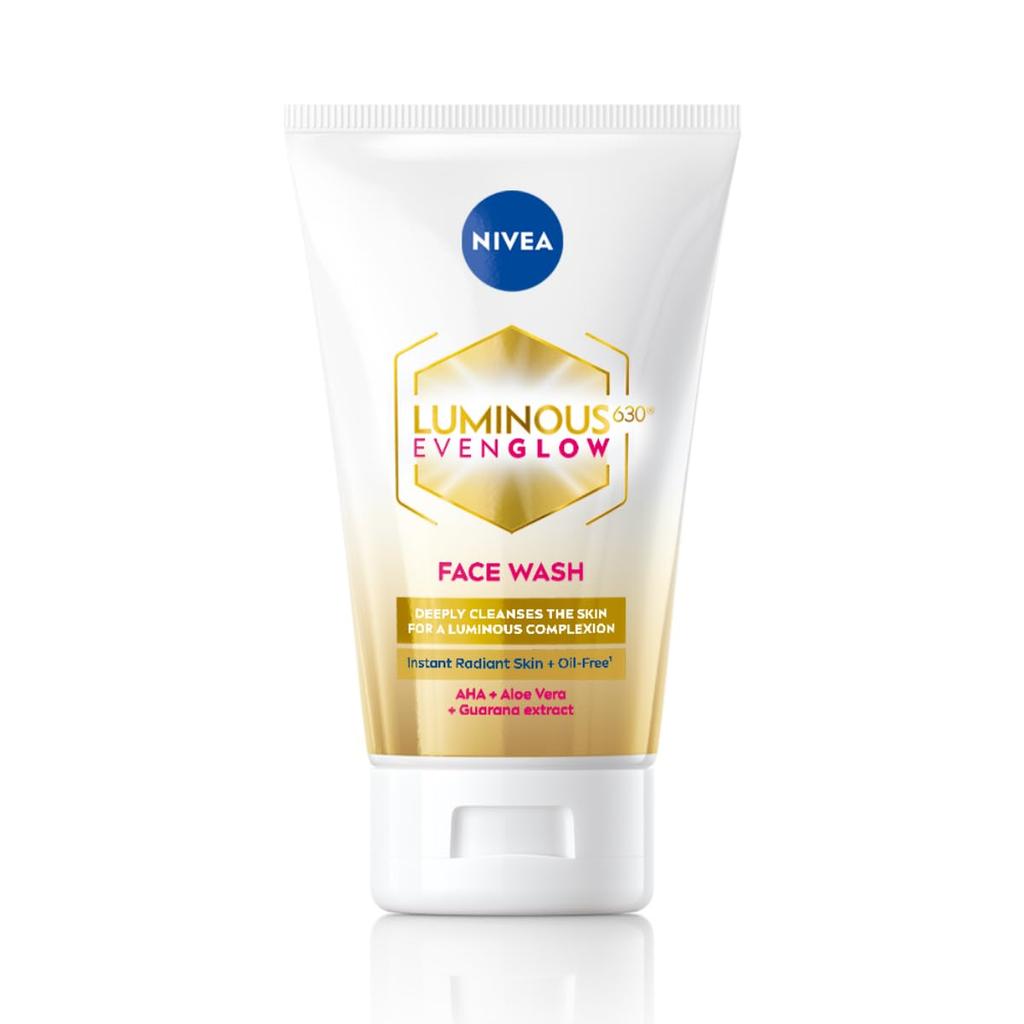 Nivea Luminous Even Glow Face Wash 100ml For Men & Women Oil-Free AHA Cleanser For Normal Sensitive Skin