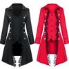 Womens Lace Trim Vampire Gothic Long Jacket Tuxedo Tailcoat Halloween Dress Frock Coat Steampunk