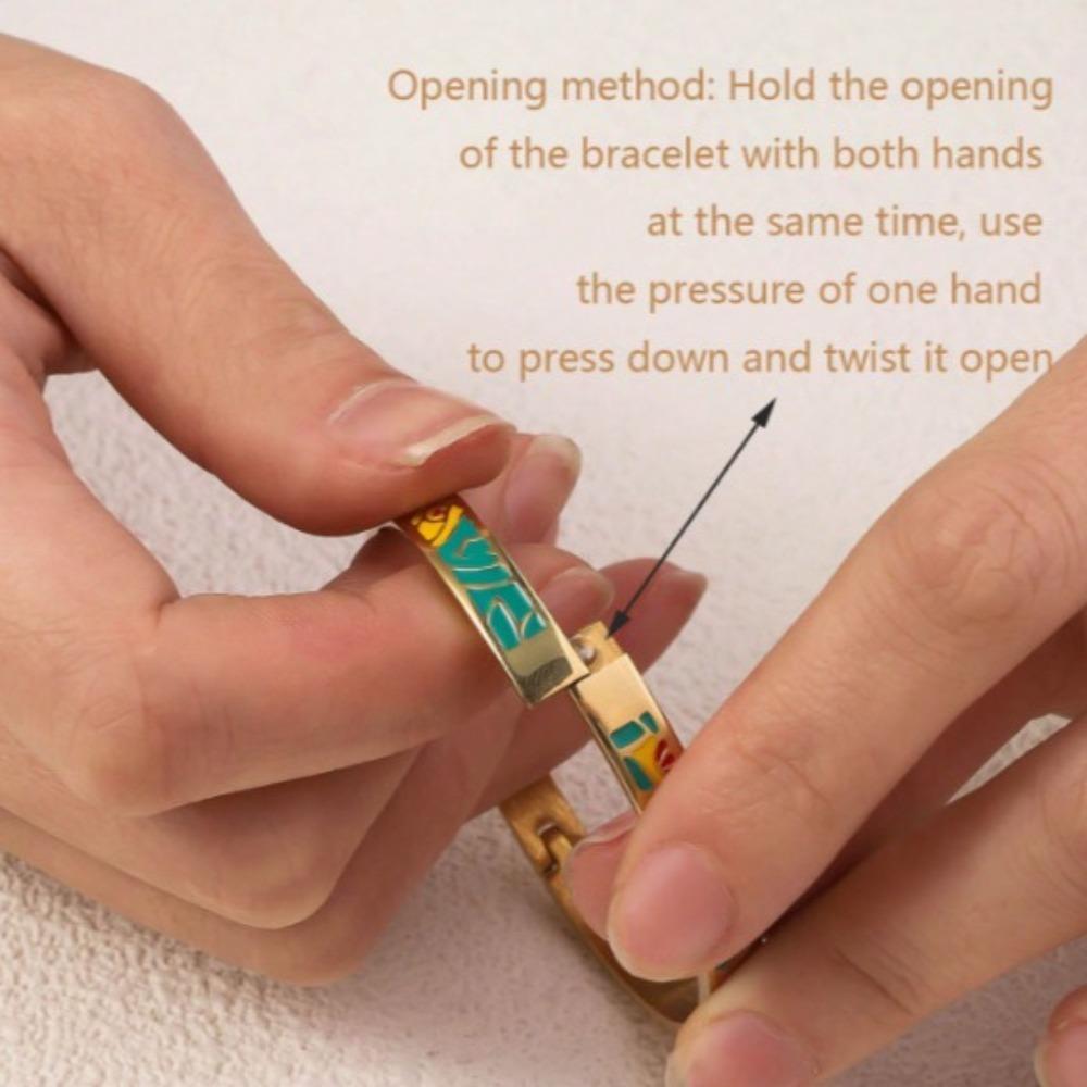 Шикарный китайский эмалированный браслет золотого цвета женский браслет на руку этнический цветочный браслет ювелирные изделия подарки