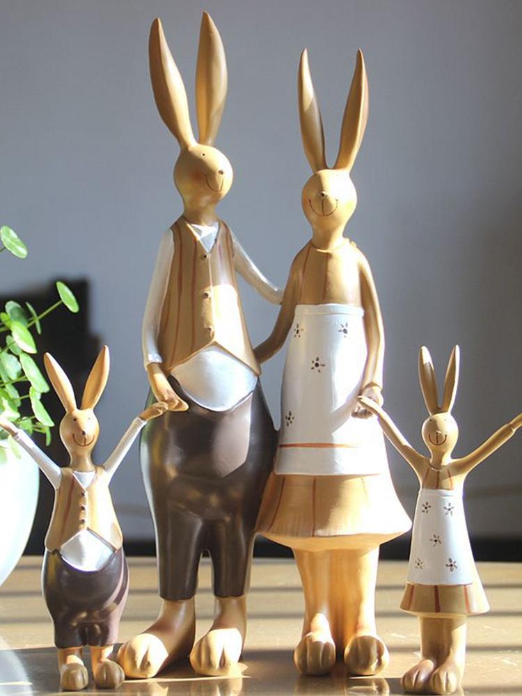 Статуя кролика, смоляное покрытие, милый винтажный вид, яркая прозрачная текстура, украшение для садового кролика