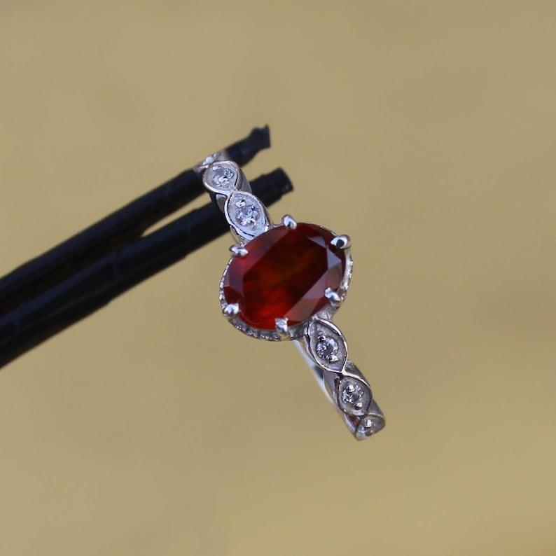 Кольцо с гессонитовым гранатом Кольцо с оранжевым камнем Кольцо из стерлингового серебра 925 пробы Кольцо с драгоценным камнем Кольцо ручной работы Обручальное кольцо Кольцо с овальным камнем Подарок для нее
