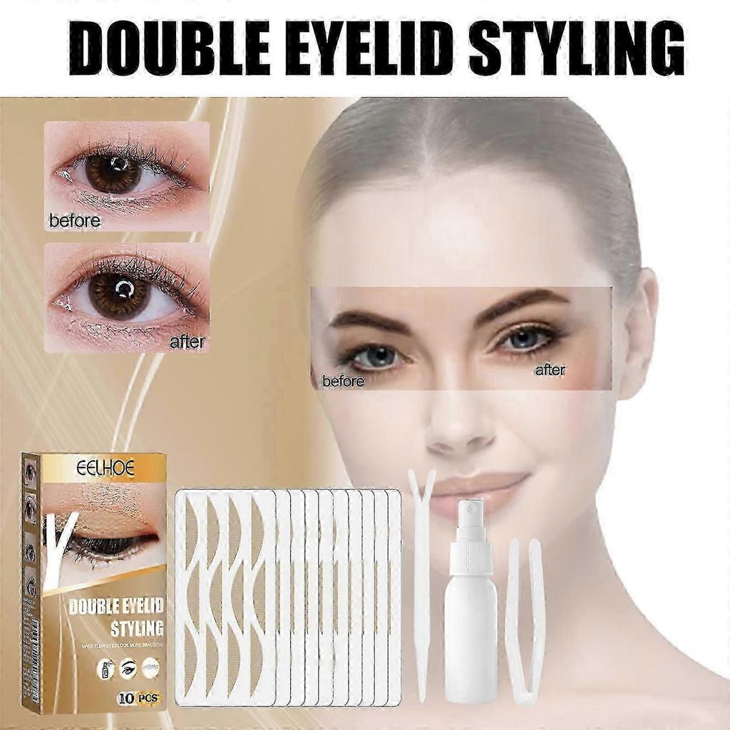 Double Eyelid Adhesive Eye Adhesive Lace Mesh Invisible Glue-Free Breathable Super Adhesive Long Lasting Clip Set