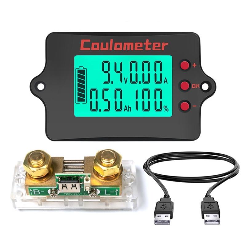 Single Screen Battery Coulomb Meter 8V to 120V Precise Amp Meter for Efficient Charging Management