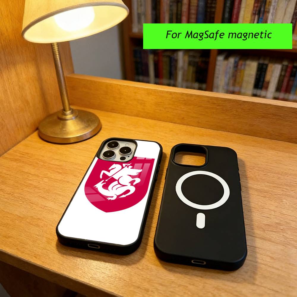 Чехол для телефона с флагом Грузии для iPhone17,16,15,14,13,12,11 Plus,Pro Магнитный Для Magsafe Беспроводной Зарядки