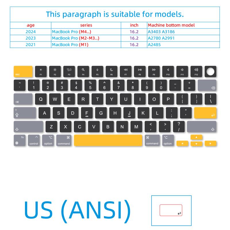Xiaomi Подходит для (Американская версия США) Наклейки на клавиши клавиатуры Apple MacBook, Наклейки для ноутбука, Air M4 15.3A1304 Pro M2-M3 16.13.6 13.3 A3240