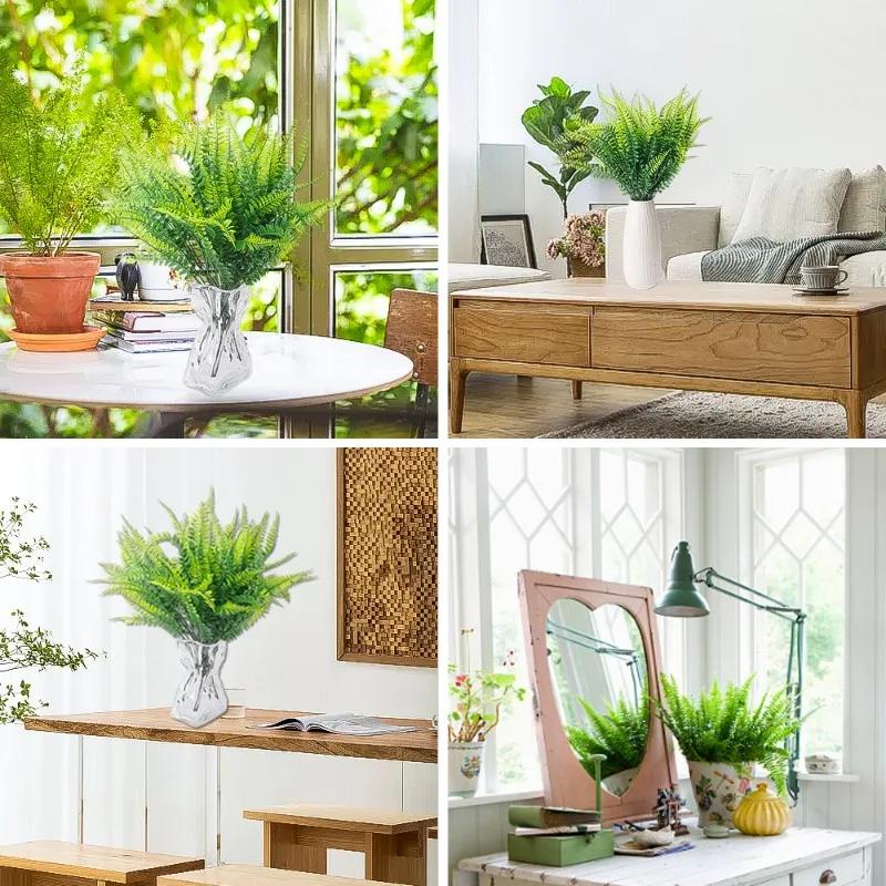 10/1 шт. Искусственные растения Трава 7 вилок Пластиковая пружинная трава Растение Настенное зеленое растение Декоративные цветы Декоративное украшение для дома