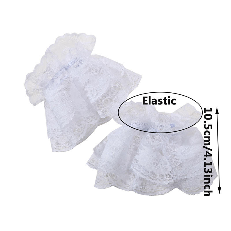 1 Pair Detachable Wrist Cuffs Sweet Floral Ruffled Elastic Hand Sleeve Black White Fake Cuffs Wristband Accessories