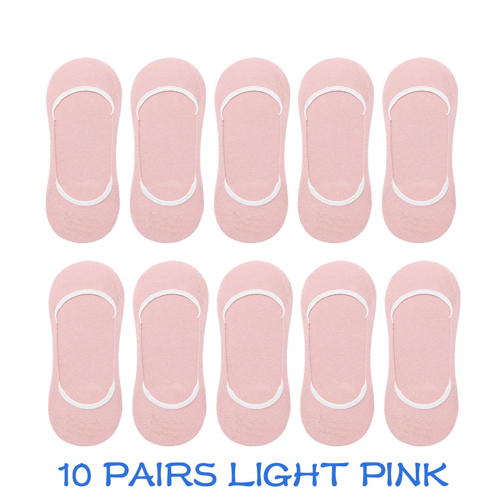 10 Pairs Women Invisible Sock Slippers Short Ankle Socks Set Fashion Ladies Woman Pack Solid Color Cotton Non-slip No Show Socks
