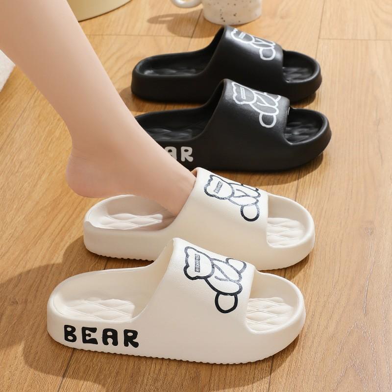 Летние новые шлепанцы с принтом медведя, сидящего, на толстой подошве из ЭВА, крутые шлепанцы, женские, ощущение, что наступаешь на дерьмо, парные шлепанцы для ношения вне дома, мужские