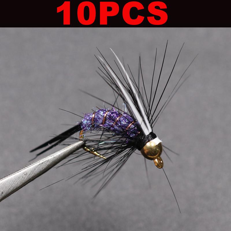 #12 Психо-принц-нимфа Сумасшедший фиолетовый принц-нимфа из латуни с золотой головой Форель Хариус Рыболовные мухи