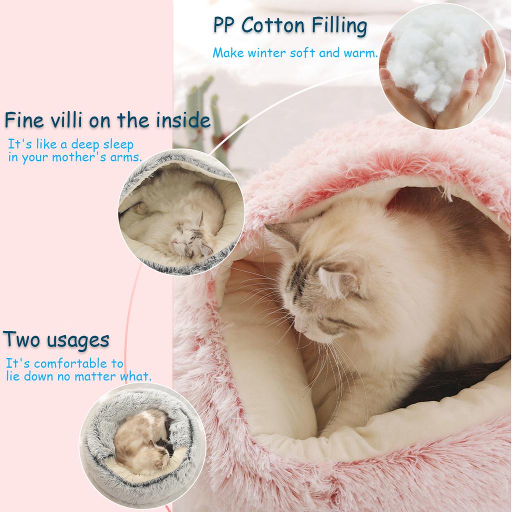 Soft Plush Dog Beds with Cover Round Cat Bed for Small,Middle and Large Dogs House Bed Cat's House for Dogs 2 In 1 Sleeping Nest