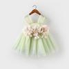 2023 Summer Baby Girls Dresses Lace Flower Kids Birthday Dress Hundred Days Green Cake Dress Puffy Yarn