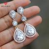 Trendy Jewelry Female Wedding Earrings Shiny Crystal Cubic Zirconia High-quality Silver Color Dangle Earrings For Women
