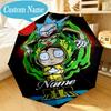 Custom Name Umbrella Neon Rick Artwork Umbrella 8-Frame for Travel, Camping, Casual Lightweight Portable, Essential for Family Gifts