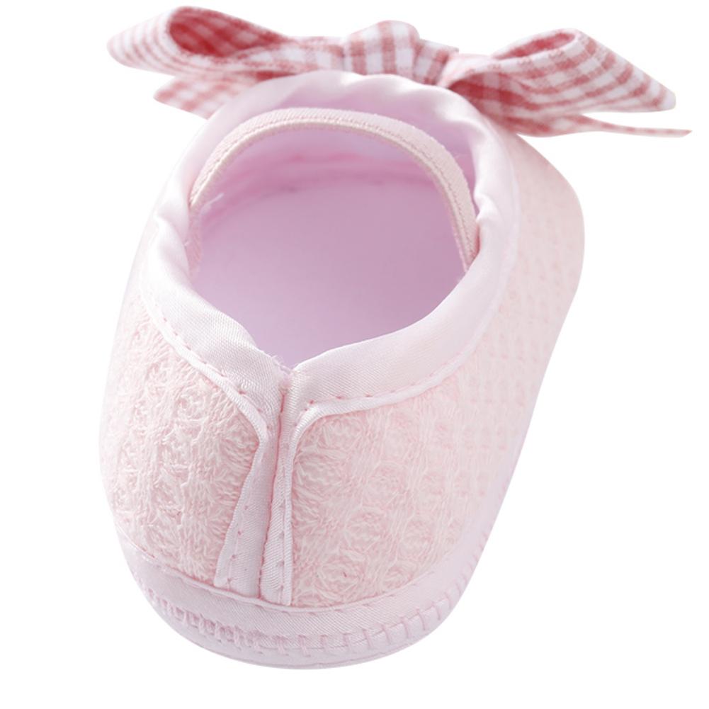 Детские первые ходунки для маленьких девочек, милые клетчатые кроссовки в горошек с бантом на мягкой подошве для новорожденных и малышей