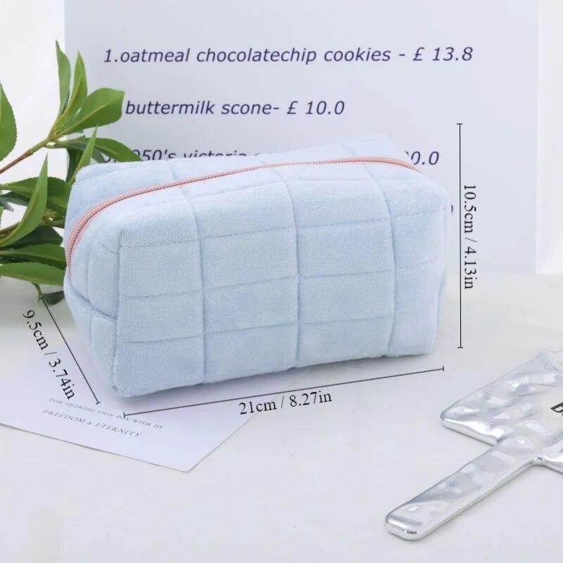 1pc Pink/White/Blue Pillow Design Cosmetic Bag Pencil Case Pen Pouch Large-capacity Student Storage Pencil Case