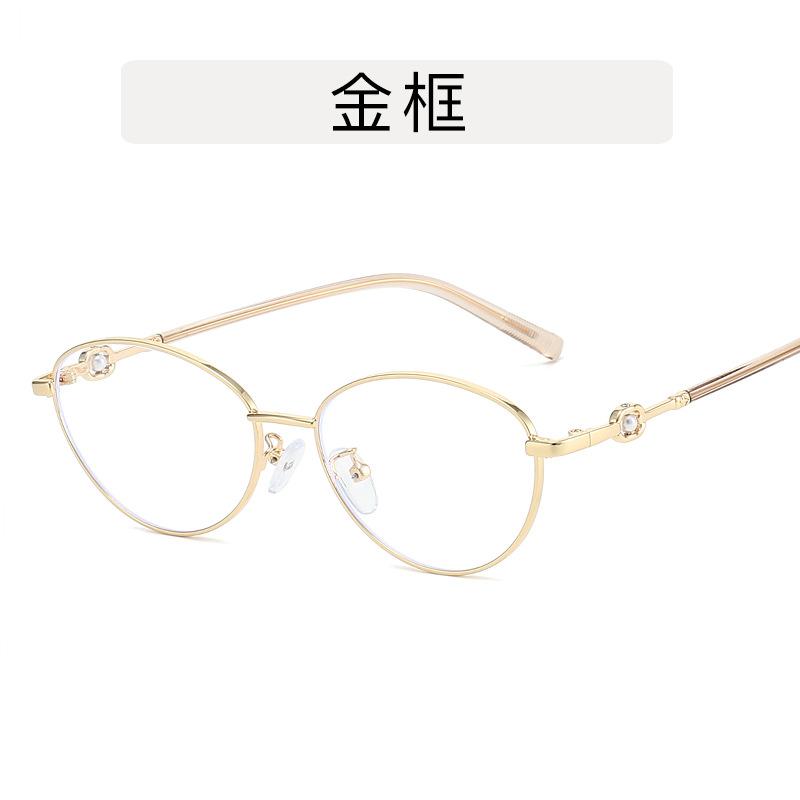 Korean Style Glasses for Women Cat Eye Shape Pearl Decoration Glasses Frames Y2K Stylish Decorative Glass