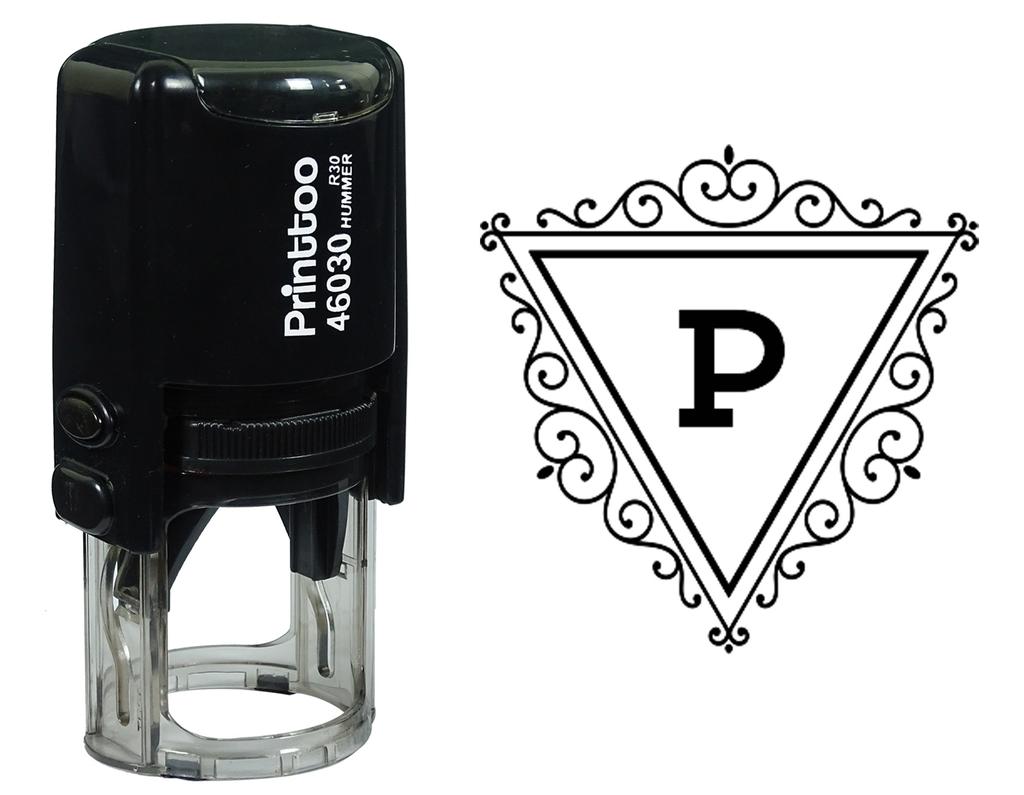Printtoo P Алфавит Вихревой Граница Треугольник Монограмма Начальная Самостоятельная Чернильная Резиновая Штамп Офис