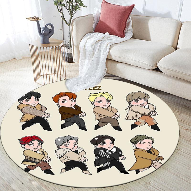Cute ATEEZ pattern round rug,Carpet Rug for Living Room Bedroom Playroom ,Non-slip Floor Mat,Holiday Gifts and Birthday Gifts.