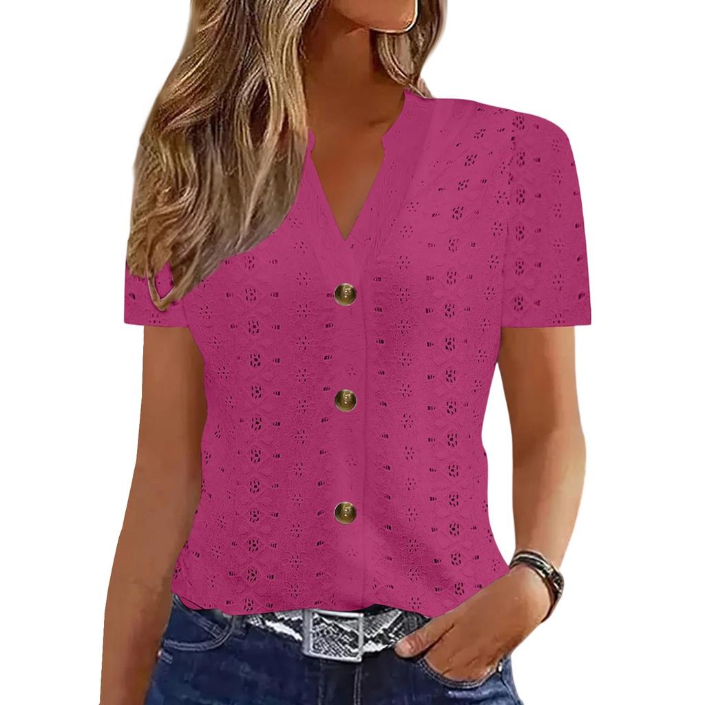 Женские топы, нарядные, повседневные, с V-образным вырезом, однотонные, с коротким рукавом, повседневные топы, летняя рубашка