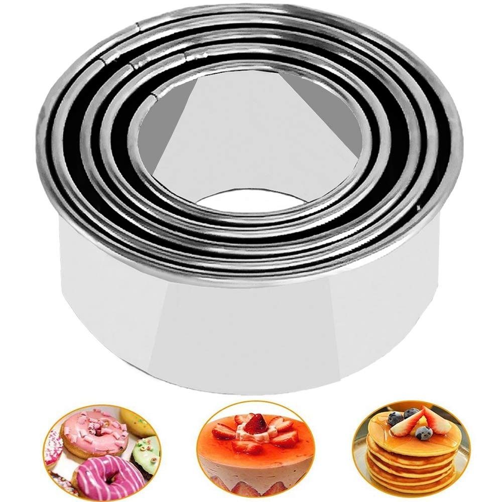 5Pcs Round Biscuit Mold Set Stainless Steel Baking Mould Dumpling Skin Cutters Dumpling