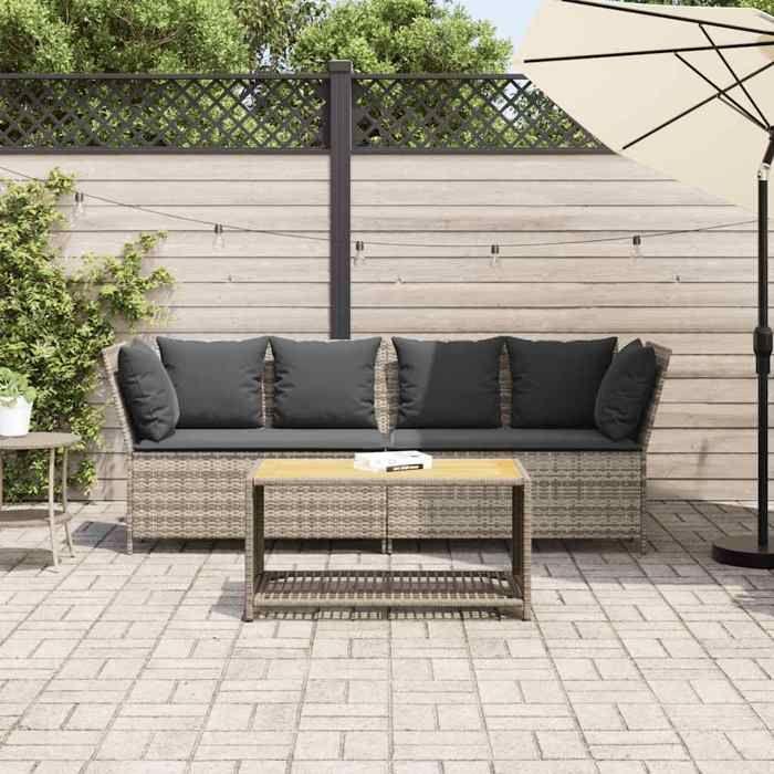 VidaXL Garden Sofa and Cushions Light Grey Wicker, Outdoor Sofa, Garden Loveseat, Outdoor Furniture, 4104127
