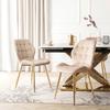 Set of 6 Lucky Upholstered Dining Chairs in Cream Velvet Glamour