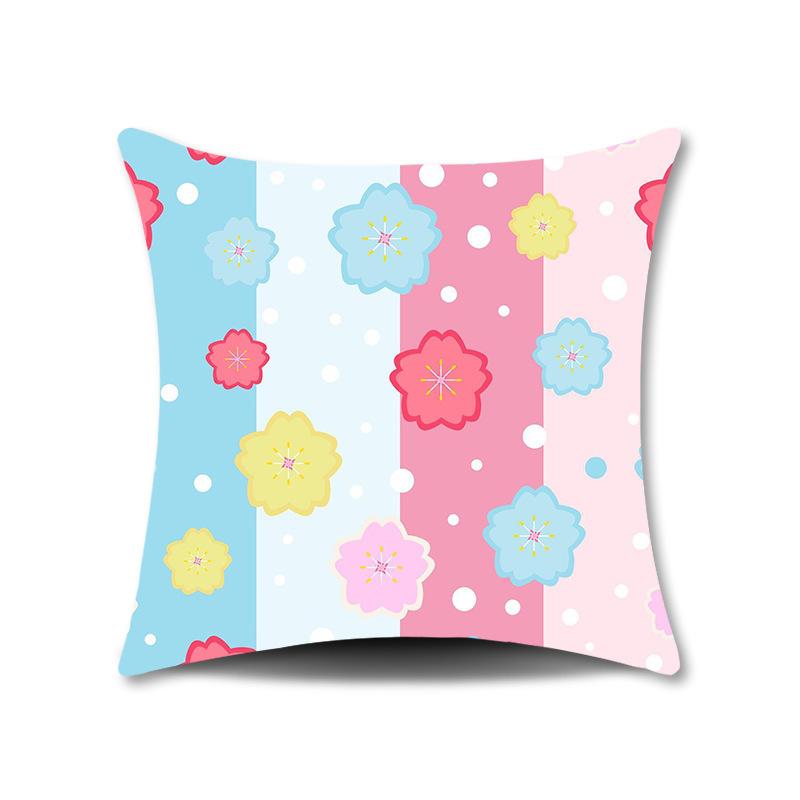 Spring Flower Print Pillow Cover for Home Living Room Sofa Cushion Cover Linen Print Cushion Cover