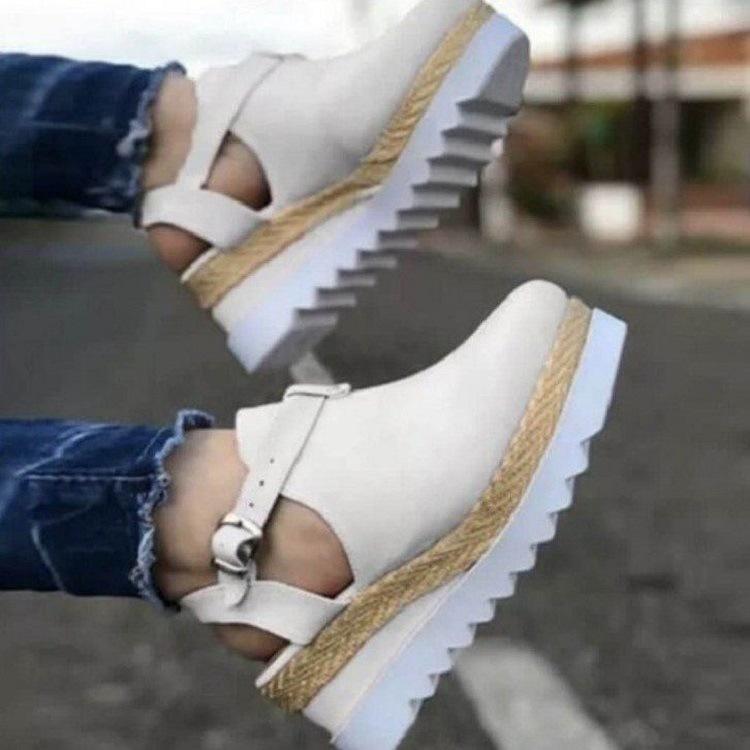 Модные сандалии для женщин. Новая мода на танкетке. Лето 2024. Повседневная удобная резиновая подошва. Нескользящая обувь на платформе. Размер плюс.