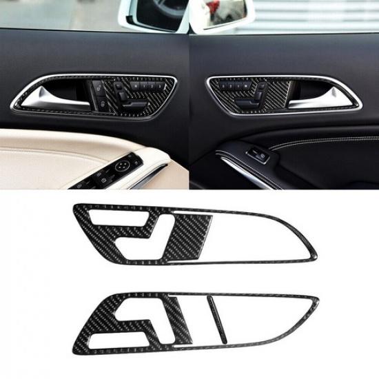 Carbon Fiber Interior Front Door Handle Cover Trim Fit For Mercedes Benz CLA GLA