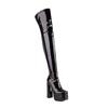 Women's High-heeled Boots, Sexy European and American Style Waterproof Platform Thick Heel Solid Color Large-size Knee Boots