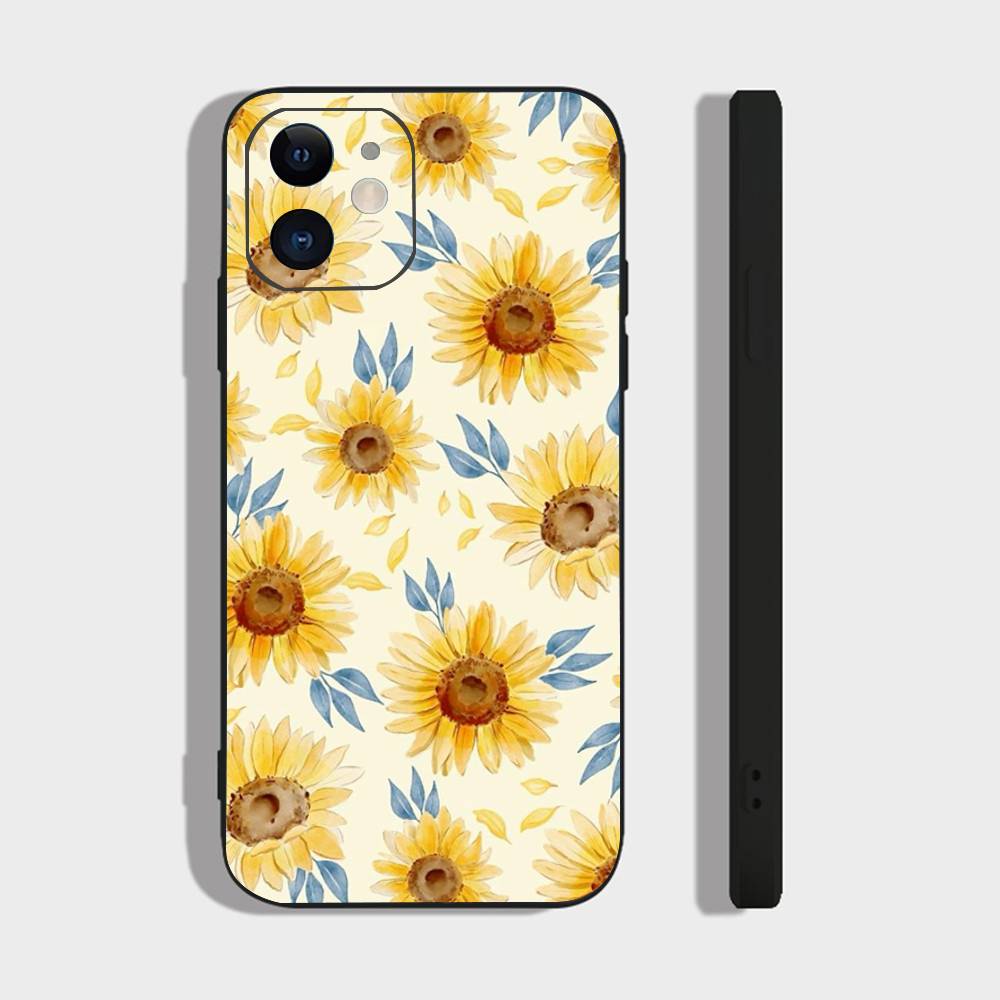 Чехол для телефона «Море подсолнухов» для IPhone 17 Air 16 15 14 13 Pro Max 11 12 Черный силиконовый чехол
