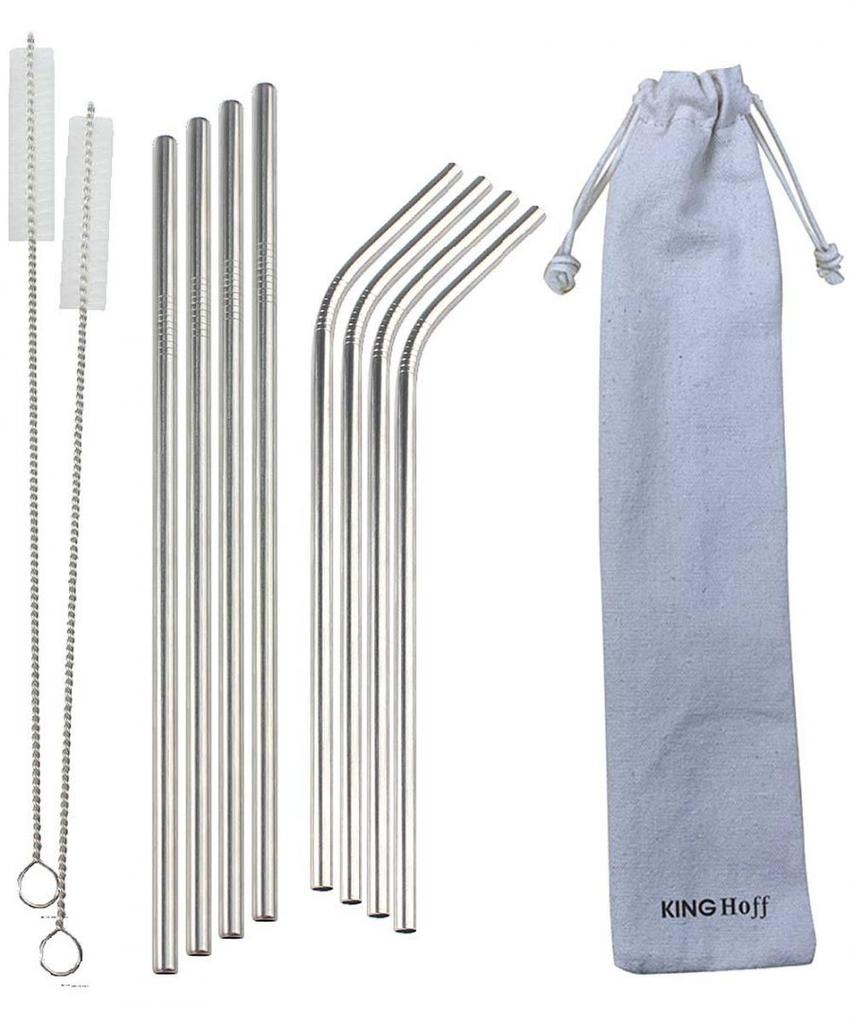 KINGHOFF METAL DRINKS STRAWS 8 pcs + CASE KH-1357