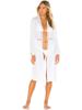 Elegant White Chiffon Women's Lace Long Sleeved Bow Cardigan Bathing Suit Cover Ups Beach Sarong Robe De Plage Tunic Q947