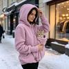 Толстовка с карманом-переноской для питомца на молнии для женщин, Теплая толстовка с капюшоном и карманом для переноски кошки/собаки, Зимняя флисовая куртка с длинным рукавом для любителей животных
