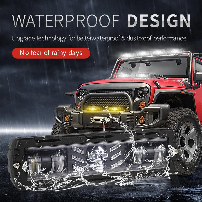 6-дюймовый светодиодный рабочий фонарь с черепом 12 В-36 В для бездорожья, ходовые огни, противотуманные фары для мотоцикла 4X4, ATV, внедорожника, грузовика-тягача
