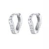925 Sterling Silver Wavy CZ Huggie Hoop Earrings | Gold/Silver Tone Paved Cubic Zirconia Small Hoop Earrings for Women