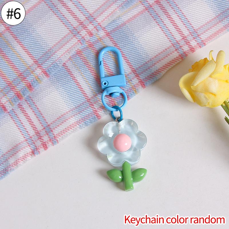 Lovely Sakura Flower Keychain Charm Cute Colored Transparent Flower Keychain Pendant Enamel Bag Hanging Pendent Charms Key Ring