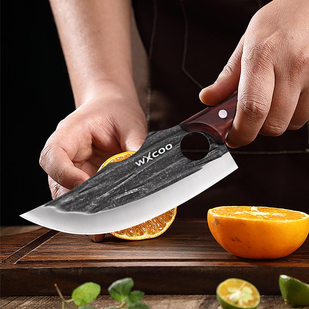 Профессиональный поварской нож из кованой нержавеющей стали, обвалочный нож, кухонные ножи, многофункциональный нож для нарезки мяса с чехлом