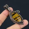 Tiger Eye Gemstone Copper Wire Wrap Pendant Handmade Jewelry Gift
