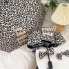 Leopard Print Retro Fully Automatic Folding Black Rubber Umbrella, Women's Sun Protection, Sunshade, UV Protection Umbrella
