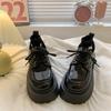 Retro Versatile Lace-up Platform Small Leather Shoes Women's Spring and Autumn Single Shoes Increase the Height of British Style New Year's Black
